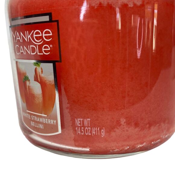 Yankee Candle White Strawberry Bellini Jar Candle 14.5 oz.  Holiday Scent - Picture 3 of 8
